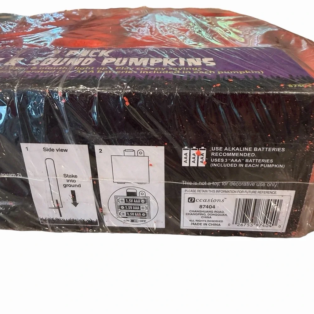 Vintage Halloween Light Up Foam Pumpkins And Tombstones 2 Packs (4 Pieces Total)